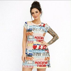 LOVE MOSCHINO Jersey Racing Short Sleeve Dress‎ Size 4